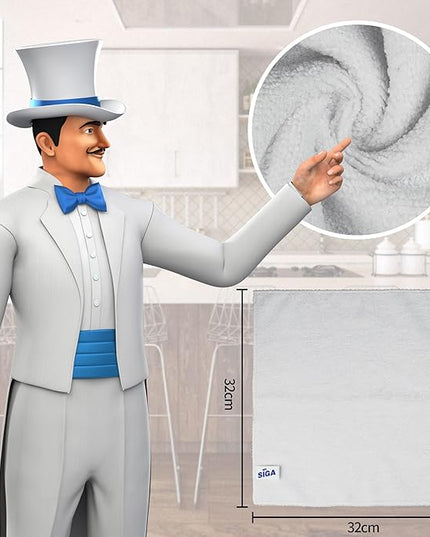 MR.SIGA Microfiber Cleaning Cloth, All-Purpose Microfiber Towels, Streak Free Cleaning Rags, Pack of 12, White, Size 32 x 32 cm(12.6 x 12.6 inch)