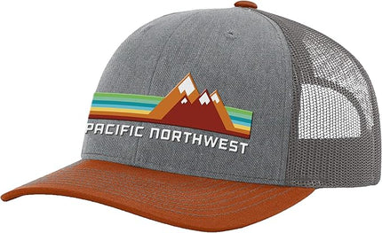Pacific Northwest Trucker Hat - Richardson 115 Embroidered Snapback Cap for Men & Women - Hiking, Camping & Outdoor Adventure