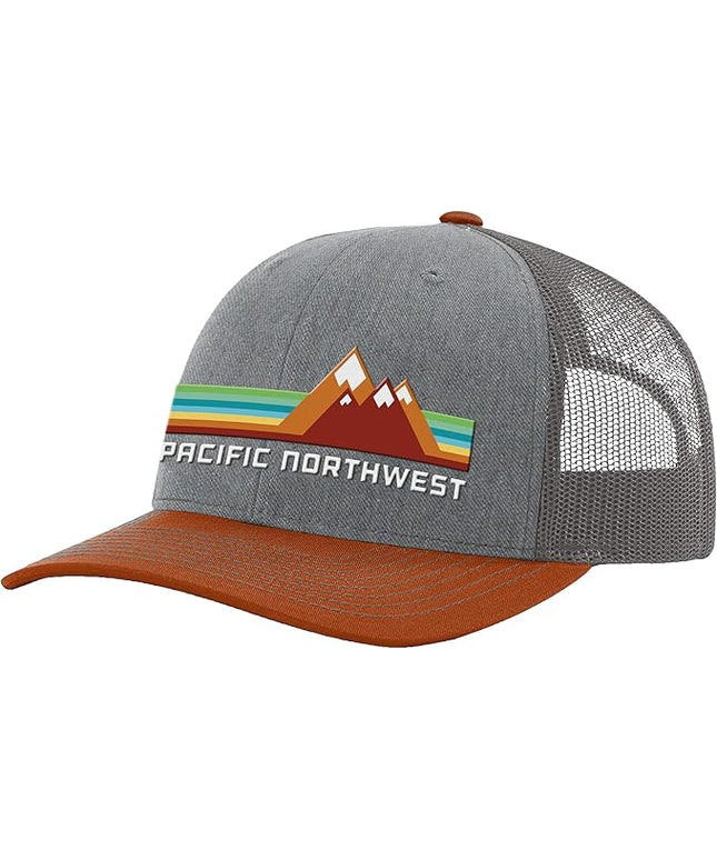 Pacific Northwest Trucker Hat - Richardson 115 Embroidered Snapback Cap for Men & Women - Hiking, Camping & Outdoor Adventure