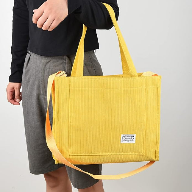 Valleycomfy Corduroy Tote Bag for Women Travel Crossbody Bag Purse Women Shoulder Bags Work Handbags Everyday Hobo Bag