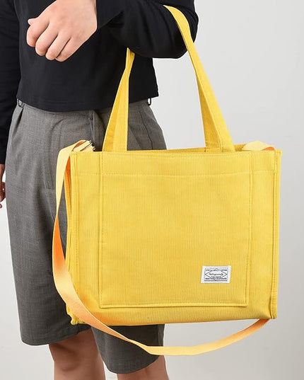 Valleycomfy Corduroy Tote Bag for Women Travel Crossbody Bag Purse Women Shoulder Bags Work Handbags Everyday Hobo Bag