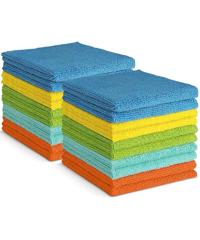 AIDEA Microfiber Cleaning Cloth, 20PK, Soft Absorbent Rags, Microfiber Towels for Cars, Kitchen Towels, Dusting Cloth for Home, Window, Cleaning Supplies, 12"×12"