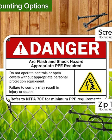 Danger Arc Flash And Shock Hazard Appropriate PPE Required Sign, 12x18 Inches, 55 mil thick HDPS (high density polystyrene), Made in USA by My Sign Center
