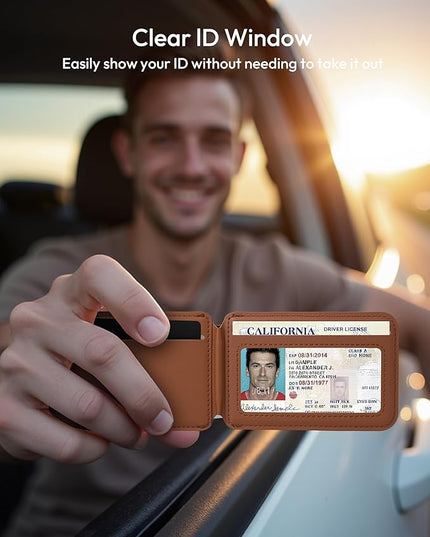Magnetic Wallet for iPhone, Compatible with MagSafe Adjustable Stand Wallet, RIFD Blocking Leather Magnetic Card Holder for iPhone 17/16/15/14/13/12 Series, Not for iPhone 13/12 Mini(Brown)