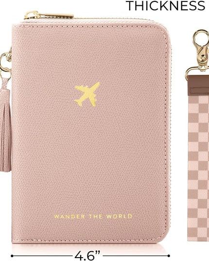 Beautiful Passport Holder for Travel with Wristlet Strap - All-in-One Wallet for Women with Card Slots and Tassel Keychain - Perfect Case to Keep Your Travel Documents Organized & Safe