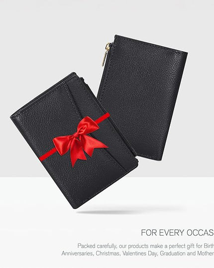 Oak Leathers Leather Wallet For Women - Small RFID Coin Purse Credit Card & ID Holder for Ladies, Gift for Women's, Bifold Wallets (Nappa Black)
