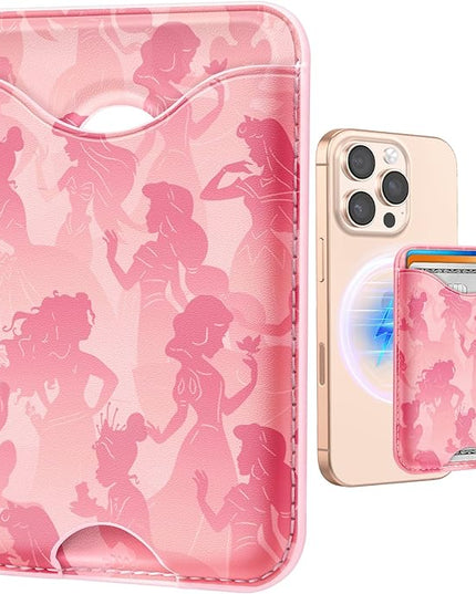 Shorogyt Compatible with Magsafe Wallet Magnetic Card Holder - Princess Phone Wallets for Women Teen Girls Cute Pattern for iPhone 17/16/15/14/13/12 Series Slim for Apple Mag RFID Magnet, Fit 3 Cards