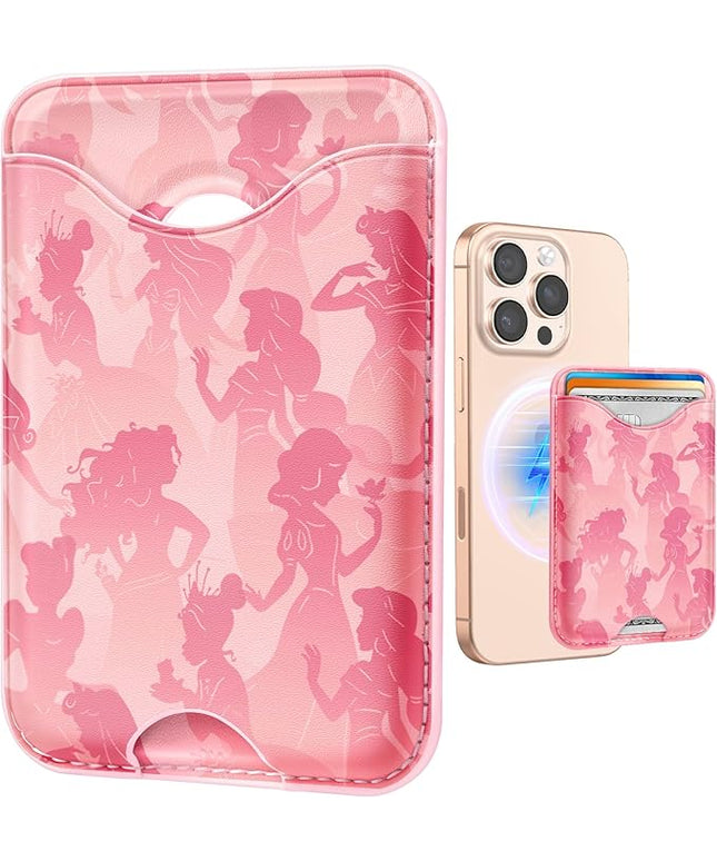 Shorogyt Compatible with Magsafe Wallet Magnetic Card Holder - Princess Phone Wallets for Women Teen Girls Cute Pattern for iPhone 17/16/15/14/13/12 Series Slim for Apple Mag RFID Magnet, Fit 3 Cards