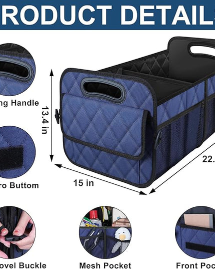 Deosk Car Trunk Organizer for SUV, Car Organizers and Storage with 6 Pocket, Car Accessories for Women/Men 70L Waterproof Polyester Trunk Organizer(Large, Navy Blue)