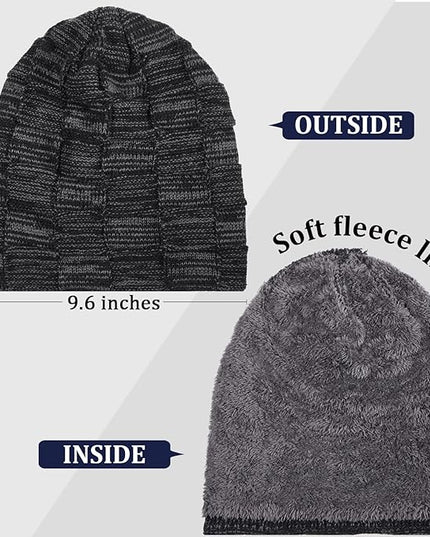 Geyoga 2/3/4 Pack Winter Beanie Hats for Men Warm Slouchy Beanies Hats Fleece Lined Thick Knitted Ski Skull Warm Cap