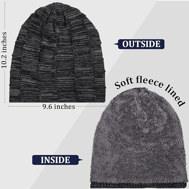 Geyoga 2/3/4 Pack Winter Beanie Hats for Men Warm Slouchy Beanies Hats Fleece Lined Thick Knitted Ski Skull Warm Cap