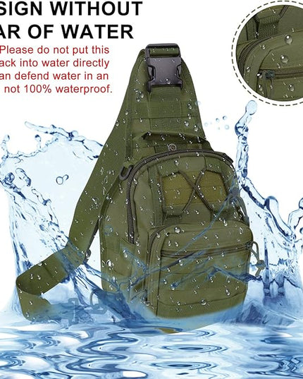 Qcute Tactical Backpack, Waterproof Military Cross-body Molle Sling Shoulder Backpack Chest Bag for Outdoor Every Day Carry