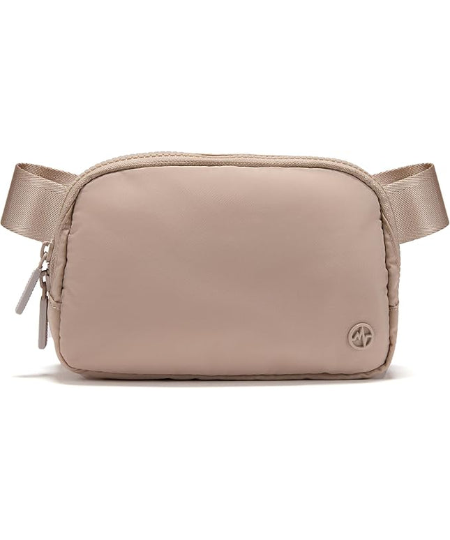 Pander Two Way Zipper Fanny Pack Nylon Everywhere Belt Bag for Women, Water Repellent Waist Packs, Crossbody Bags with Adjustable Strap (Raw Linen).