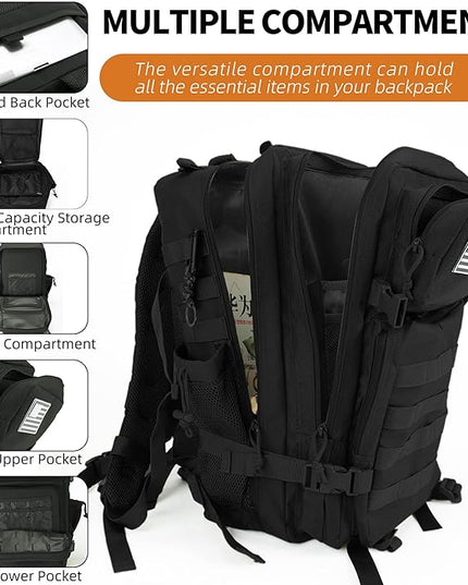 gracedon Military Tactical Backpack for Men and Women Army Camping Daypack Bug out Bag 45l Asault Pack for Travel Hiking (Black)