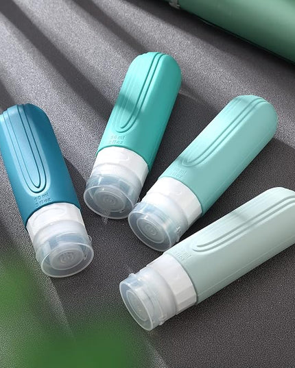 Travel Bottles for Toiletries, Tsa Approved 3oz Travel Size Containers BPA Free Leak Proof Refillable Liquid Silicone Squeezable Travel Accessories for Shampoo Conditioner Lotion (4 Pack)