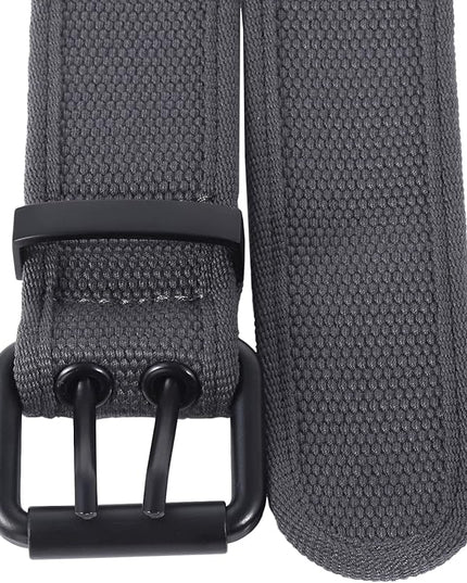 moonsix Canvas Web Belts for Men,Solid Color Casual Double Hole Grommet Belt