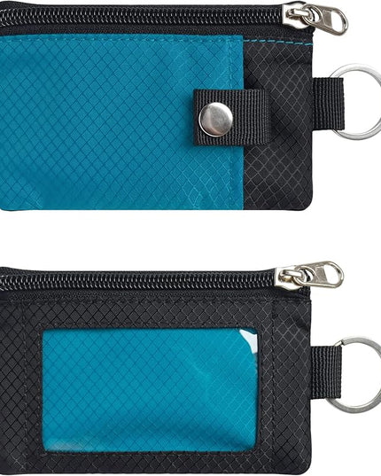 Minimalist RFID Blocking Small Wallet with ID Window,WaterResistant Zip Id Case Wallet with Lanyard Keychain for Cards,Cash,Travel,Women,Men