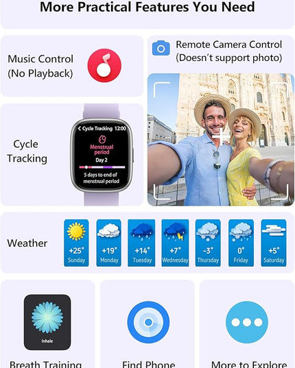 Smart Watch for Women Men Android & iPhone [2 Bands, 44mm case], Alexa Built-in, 1.83'' Smartwatch Make/Answer Call, HR SpO2 Sleep Stress Monitor Fitness Tracker, IP68 Waterproof Step Counter Watch