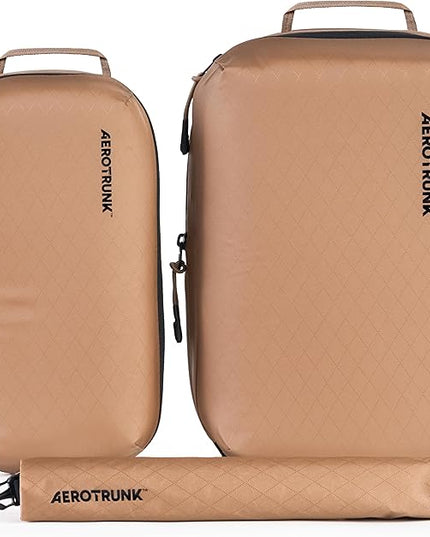 Aerotrunk Ultralight Compression Packing Cubes - Lightweight Travel Organizers for Suitcases and Luggage (3-Pack, Mocha)