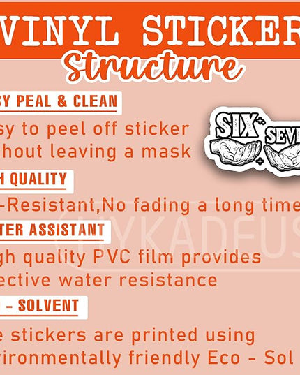 (3Pcs) Six Seven 67 Stickers Funny Gen Alpha Slang 6 7 Hands Vinyl Decals Waterproof for Laptop, Water Bottle, Tumbler, Phone Case, Scrapbook, 3" x 1.8"