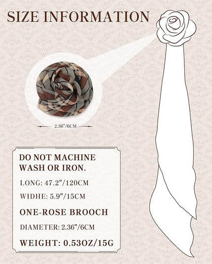 Chiffon Scarf for Women, Removable Flower Neck Scarf Light Soft Fashion Rose Scarves Versatile Headband or Hair Band