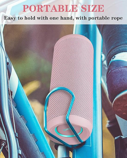 SOWO Outdoor Wireless Portable Bluetooth Speaker, IPX7 Waterproof Speaker, 25W Loud Sound, Bassboom Technology, TWS Pairing, 16H Playtime with Lights - Pink