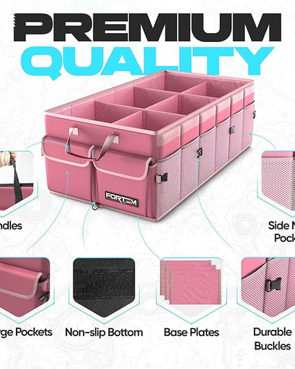 FORTEM Trunk Organizer For SUV Car Trunk Organizer, Foldable Storage, Car Accessories for Women Men, Collapsible Bag, Perfect Christmas Gifts, 600D Oxford, Non Slip Bottom, Straps, Soft Cover (85L)