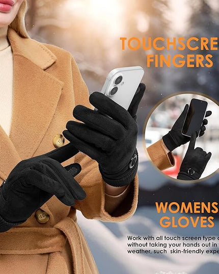 Cold Weather Womens Gloves, Winter Gloves for Women Thermal Warm Fleece Lined, Touchscreen Gloves for Christmas Gifts