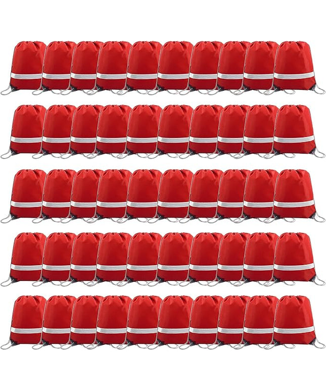 BeeGreen Drawstring Backpack Bags 20,30,50 Packs Reflective String Bags for Gym Sport Trip Cinch Sack DIY for Women Men