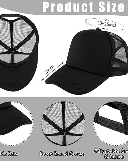 Hercicy 40 Pack Sublimation Blank Trucker Hat Bulk Baseball Cap Adjustable Mesh Unisex Polyester Hat Heat Transfer
