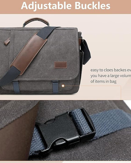 Canvas Messenger Bag for Men Waterproof Business Bags for Men Vintage Canvas Laptop Bag