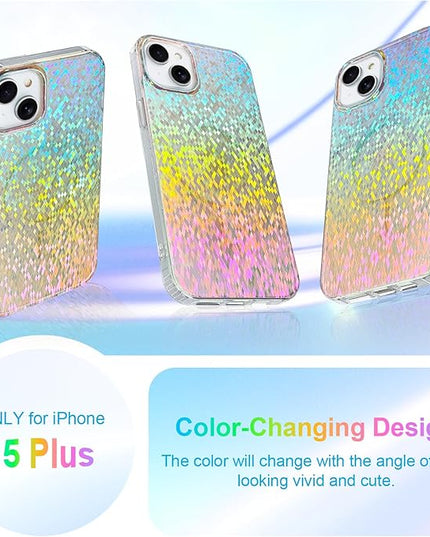 Glitter Case for iPhone 15 Plus & iPhone 14 Plus Case for Women Girls [ Compatible with Magsafe ] Clear Cute Girly Aesthetic Colorful Iridescent Sparkly Bling Magnetic Protective Phone Cover