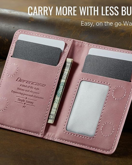Defencase for Magsafe Wallet Magnetic Card Holder RFID Blocking, PU Leather Minimalist Phone Wallet for MagSafe Phones and Cases for iPhone 17/16/ 15/14/ 13/12/ Pro/Max/Plus/Air, Rose Pink