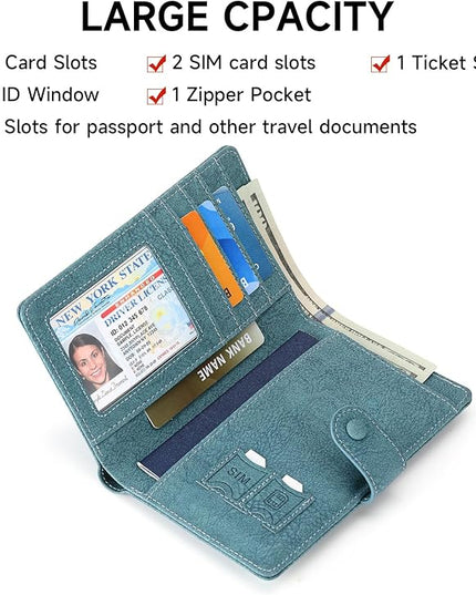 RFID Blocking Passport Wallet Cover Case Travel Document Organizer for Women and Men,Travel Wallet for Credit Card