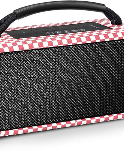 DINDIN Portable Bluetooth Speaker： 80W (Peak), 20H Playtime, Wireless Big Wood Boombox with Deep Bass, Subwoofer, TWS, Large, Loud Speaker for Party, Outdoor, Backyard, Beach, Home,Gift（Pink+White）