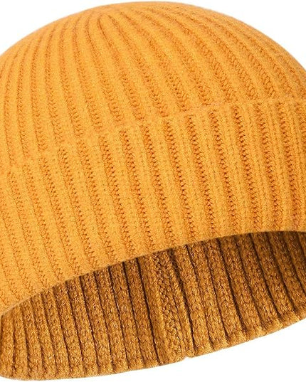 50% Wool Warm Cuffed Swag Knit Short Fisherman Beanie for Men Women Winter Hats Trawler Skull Cap