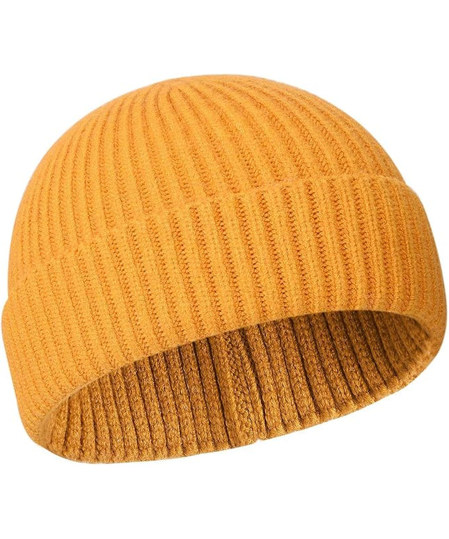 50% Wool Warm Cuffed Swag Knit Short Fisherman Beanie for Men Women Winter Hats Trawler Skull Cap