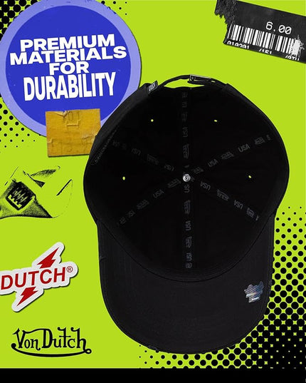 Von Dutch Men & Womens Baseball Caps - Breathable Adjustable Snapback Soft Cotton Canvas Curved Brim Vintage Hat