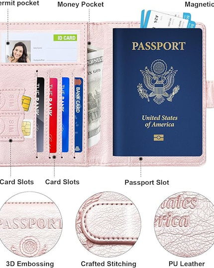 Herain Passport Holder for Travel Cruise Essentials, 2 Pcs Passport Cover Wallet Case Travel Gifts Women Men Family, RFID Passports Book Card Holders Travels Accessories Must Haves
