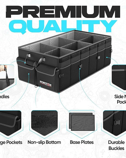 FORTEM Trunk Organizer For SUV Car Trunk Organizer, Foldable Storage, Car Accessories for Women Men, Collapsible Bag, Perfect Christmas Gifts, 600D Oxford, Non Slip Bottom, Straps, Soft Cover (85L)