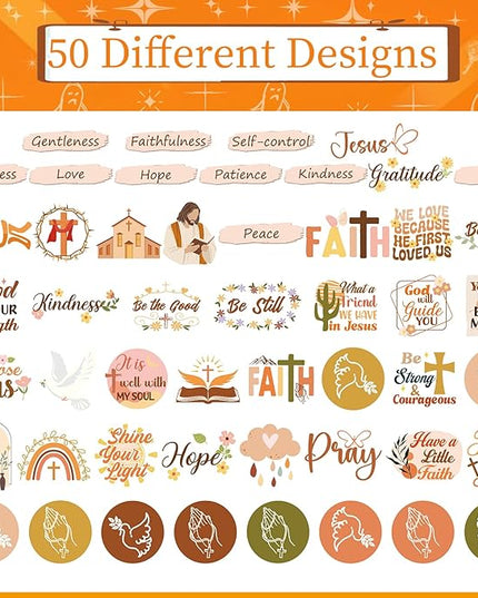 Christian Vision Board Stickers - 50Pcs Boho Christian Stickers for Journaling, Bible Verse Christ Planners Stickers, Aesthetic Faith Jesus Decals for Prayer Board, Scrapbook