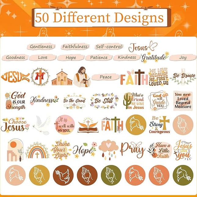Christian Vision Board Stickers - 50Pcs Boho Christian Stickers for Journaling, Bible Verse Christ Planners Stickers, Aesthetic Faith Jesus Decals for Prayer Board, Scrapbook