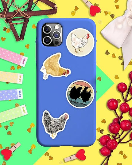 BulbaCraft Chicken Stickers for Water Bottle and Laptop - Chicken Party Supplies & Decorations, Waterproof Vinyl Decals, Cute Animal and Farm Stickers, Gifts for Women & Men