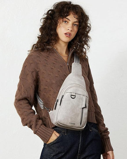 7L Sling Bag for Women Men Leather Small Sling Backpack Daypack Anti Theft Fanny Pack Crossbody Purse Travel