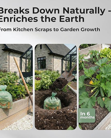 Compostable Trash Bags for Kitchen Compost Bins – 1.3 Gallon Small Compost Bags for Countertop Bin, Green Compostable Bags, BPI & OK Industrial Certified, Leak-Proof Food Waste Bags (50 Count)