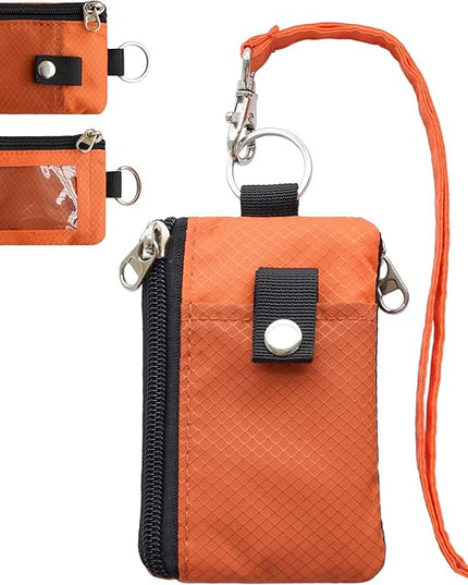 Minimalist RFID Blocking Small Wallet with ID Window,WaterResistant Zip Id Case Wallet with Lanyard Keychain for Cards,Cash,Travel,Women,Men