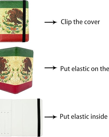 Mexico Flag Passport Holder for Women and Men PU Leather Passport Cover for Travel