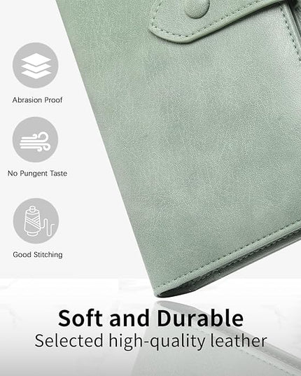 SENDEFN Wallet for Women RFID Blocking Leather Clutch Long Purse Large Capacity Credit Card Holder Wristlet