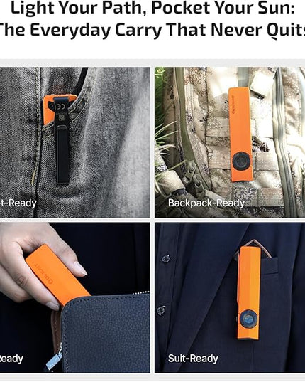 OLIGHT ArkPro EDC Flat Flashlight Rechargeable with Green Beam, UV and White LED,1500 Lumens USB-C Pocket Camping Flashlight, Spotlight Floodlight for Outdoor Emergency Working (Orange CW)