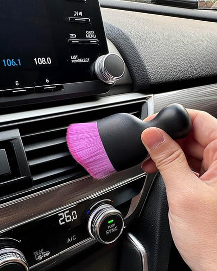 Car Detailing Brush, Soft Bristle Cleaning Brush, Scratch-Free Auto Duster Tool for Dashboard, Air Vents, Leather & Interior Cleaning (Black&Purple&Rose)